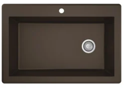 Karran 33" Drop In/Topmount Quartz Composite Kitchen Sink, Brown, QT-670-BR-PK1