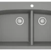 Karran 33" Drop In/Topmount Quartz Composite Kitchen Sink, 60/40 Double Bowl, Grey, QT-711-GR