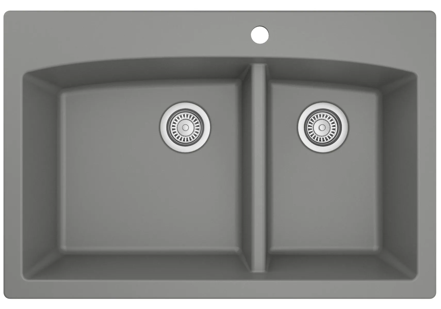 Karran 33" Drop In/Topmount Quartz Composite Kitchen Sink, 60/40 Double Bowl, Grey, QT-711-GR