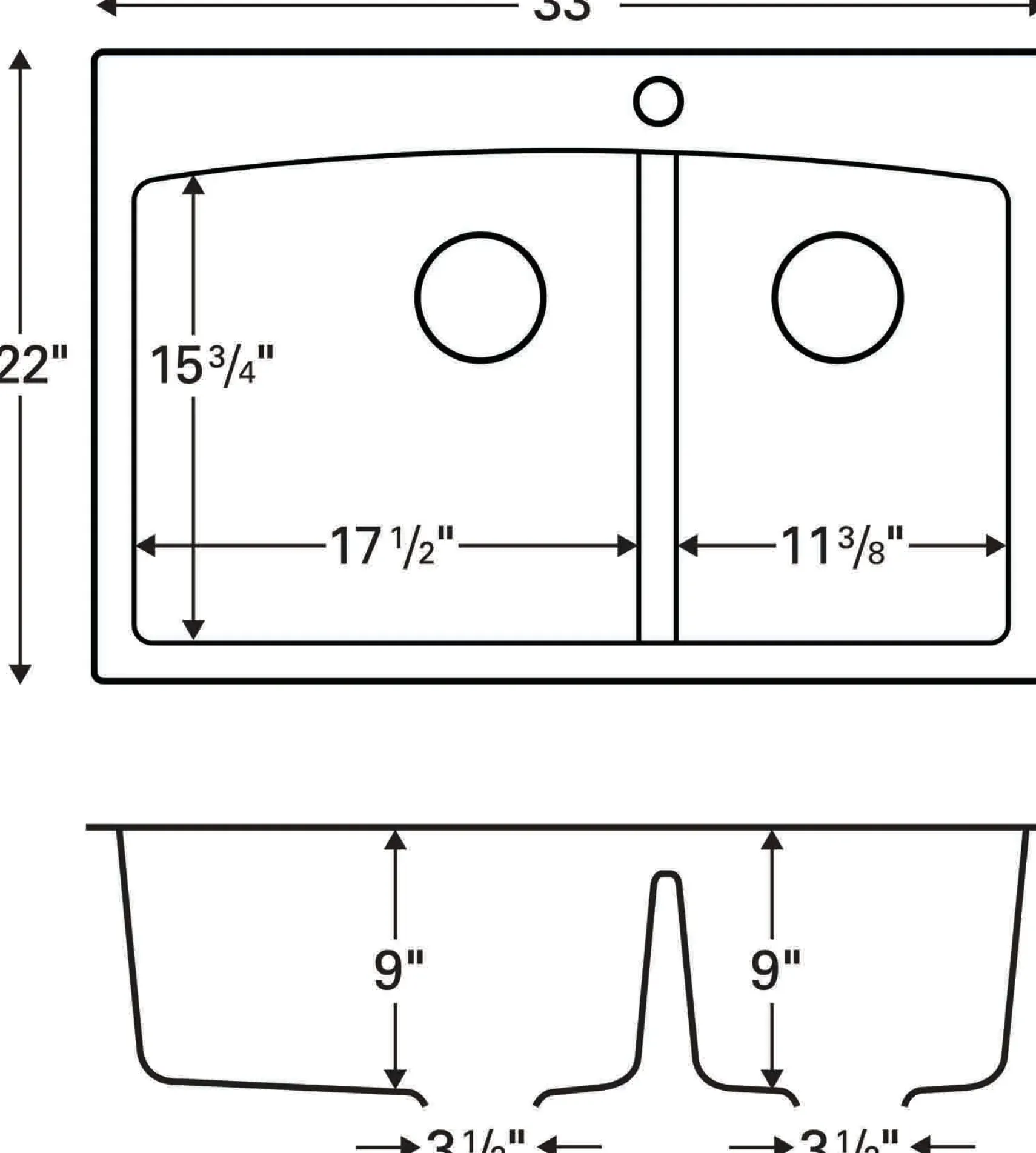 Karran 33" Drop In/Topmount Quartz Composite Kitchen Sink, 60/40 Double Bowl, Grey, QT-711-GR