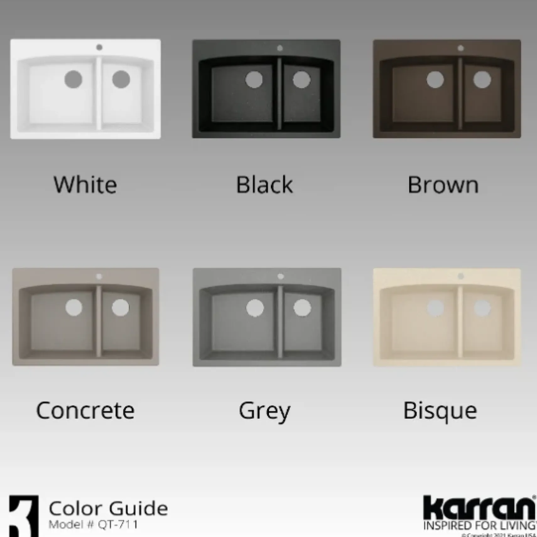 Karran 33" Drop In/Topmount Quartz Composite Kitchen Sink, 60/40 Double Bowl, Grey, QT-711-GR