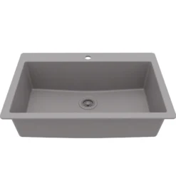 Karran 33" Drop In/Topmount Quartz Composite Kitchen Sink, Grey, QT-812-GR