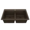 Karran 33" Drop In/Topmount Quartz Composite Kitchen Sink, 50/50 Double Bowl, Brown, QT-810-BR