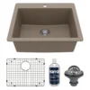 Karran 25" Drop In/Topmount Quartz Composite Kitchen Sink with Accessories, Concrete, QT-820-CN-PK1