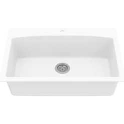 Karran 33" Drop In/Topmount Quartz Composite Kitchen Sink, White, QT-712-WH
