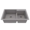 Karran 33" Drop In/Topmount Quartz Composite Kitchen Sink, 60/40 Double Bowl, Grey, QT-811-GR