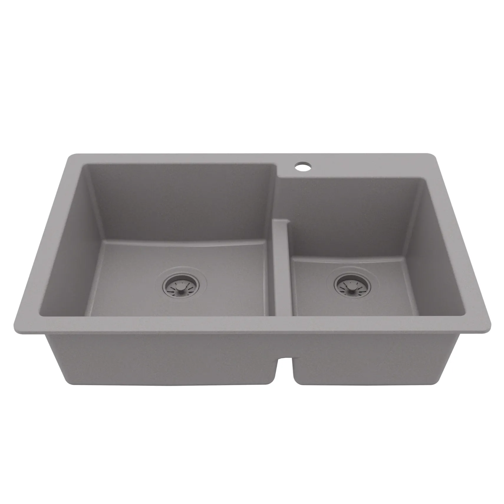 Karran 33" Drop In/Topmount Quartz Composite Kitchen Sink, 60/40 Double Bowl, Grey, QT-811-GR