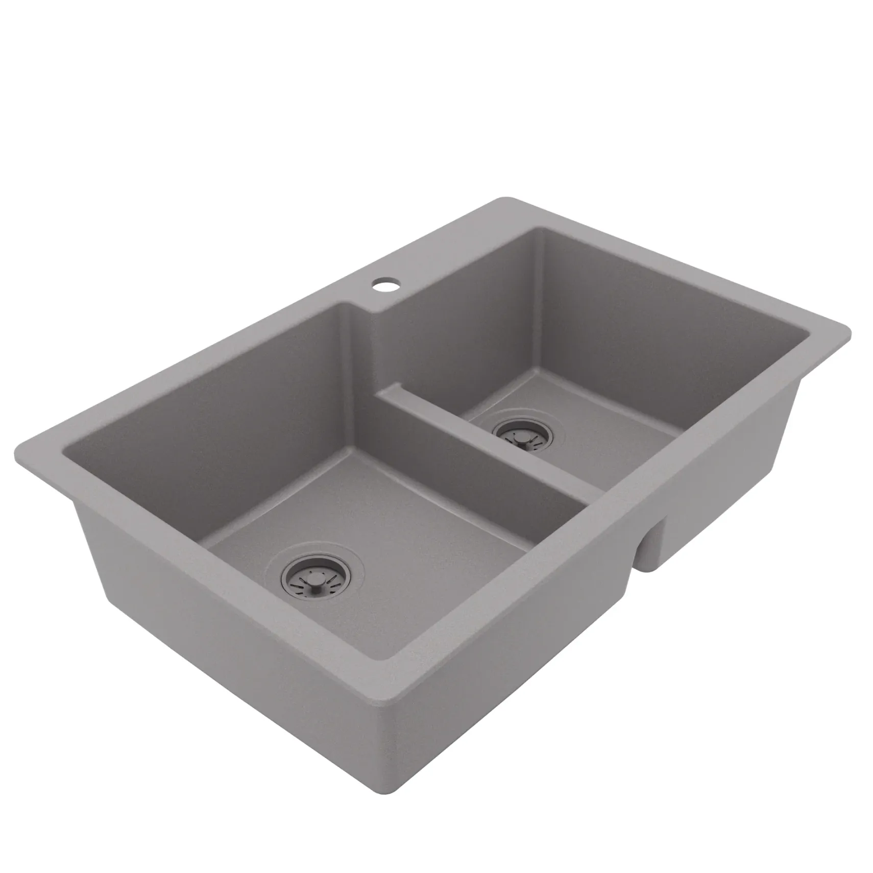Karran 33" Drop In/Topmount Quartz Composite Kitchen Sink, 60/40 Double Bowl, Grey, QT-811-GR