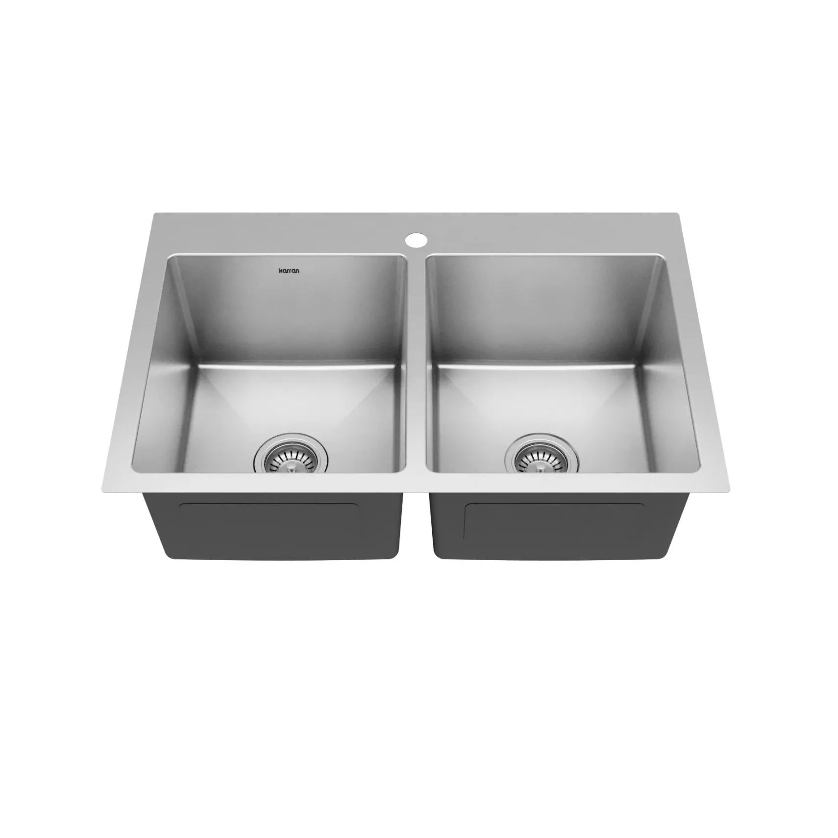 Karran 33" Drop In/Topmount Stainless Steel Kitchen Sink, 50/50 Double Bowl, 16 Gauge, EL-35-PK1