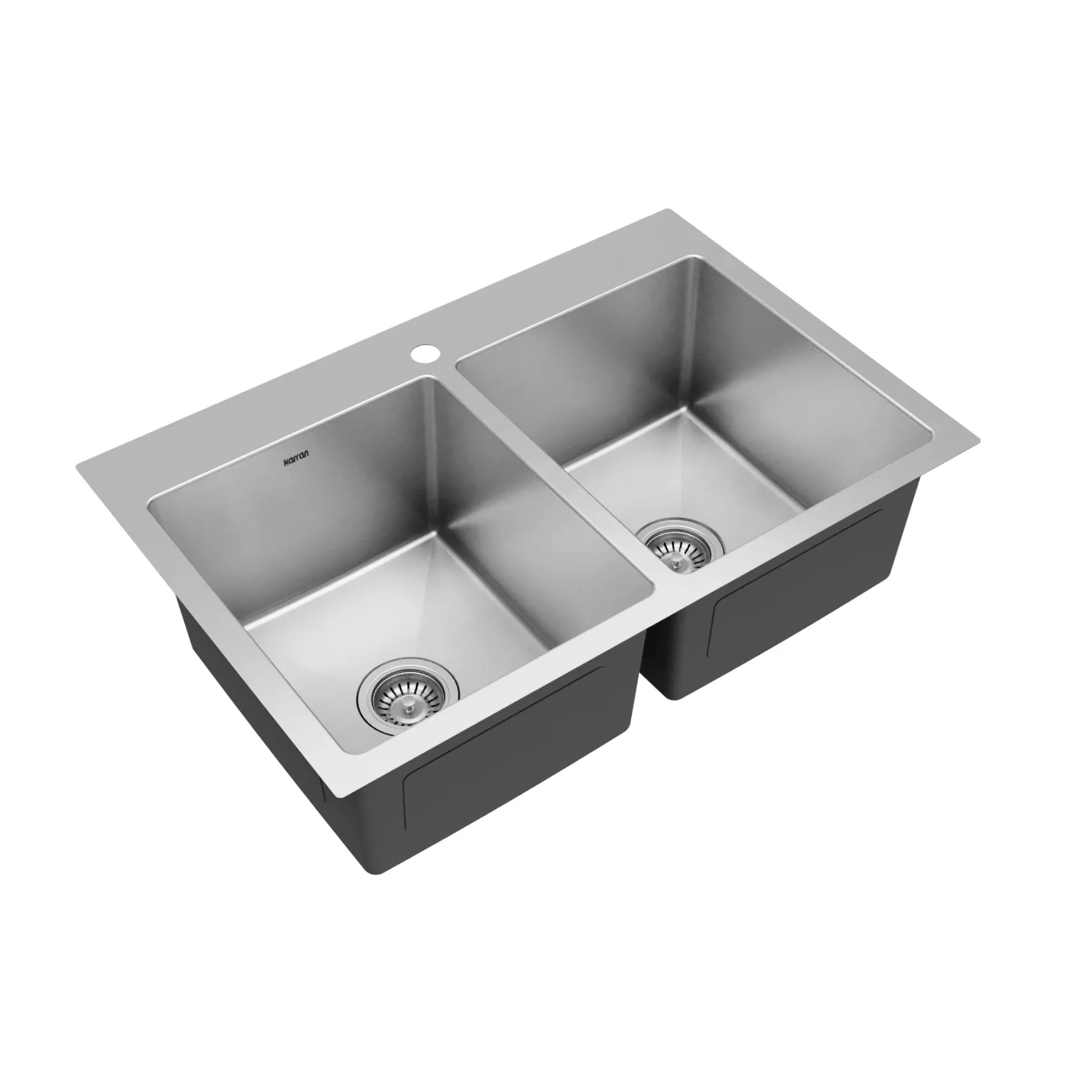Karran 33" Drop In/Topmount Stainless Steel Kitchen Sink, 50/50 Double Bowl, 16 Gauge, EL-35-PK1