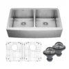 Karran Elite 36" Stainless Steel Farmhouse Sink with Accessories, 50/50 Double Bowl, 16 Gauge, EL-88-PK1