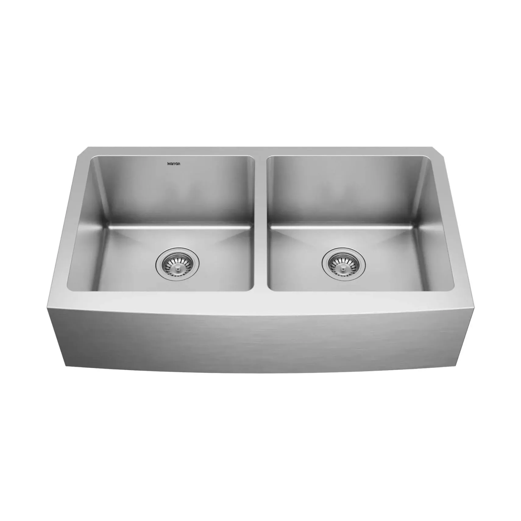 Karran Elite 36" Stainless Steel Farmhouse Sink with Accessories, 50/50 Double Bowl, 16 Gauge, EL-88-PK1