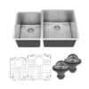 Karran Elite 33" Undermount Stainless Steel Kitchen Sink with Accessories, 40/60 Double Bowl, 16 Gauge, EL-78L-PK1
