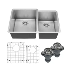 Karran Elite 33" Undermount Stainless Steel Kitchen Sink with Accessories, 60/40 Double Bowl, 16 Gauge, EL-78R-PK1