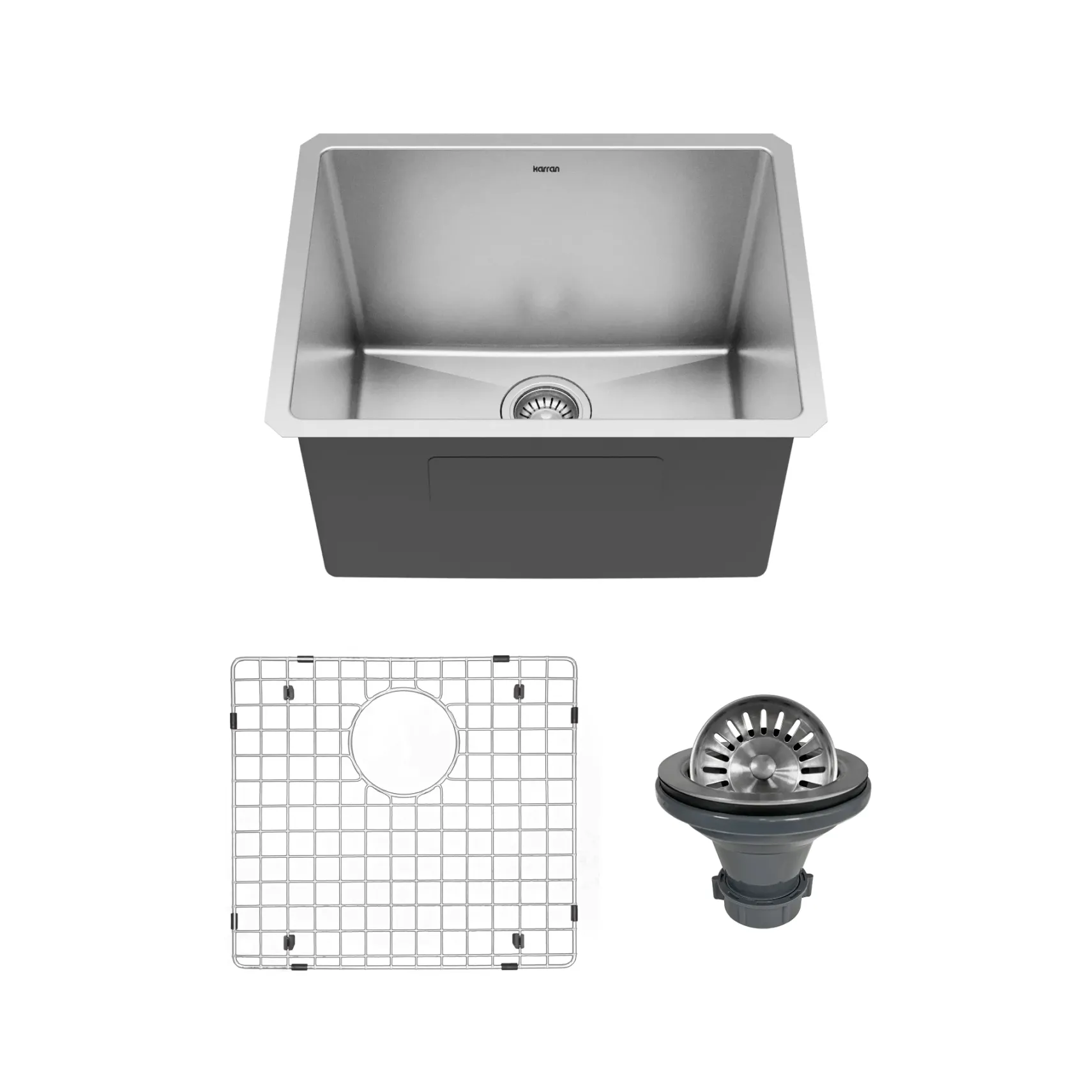 Karran Elite 23" Undermount Stainless Steel Kitchen Sink with Accessories, 16 Gauge, EL-74-PK1