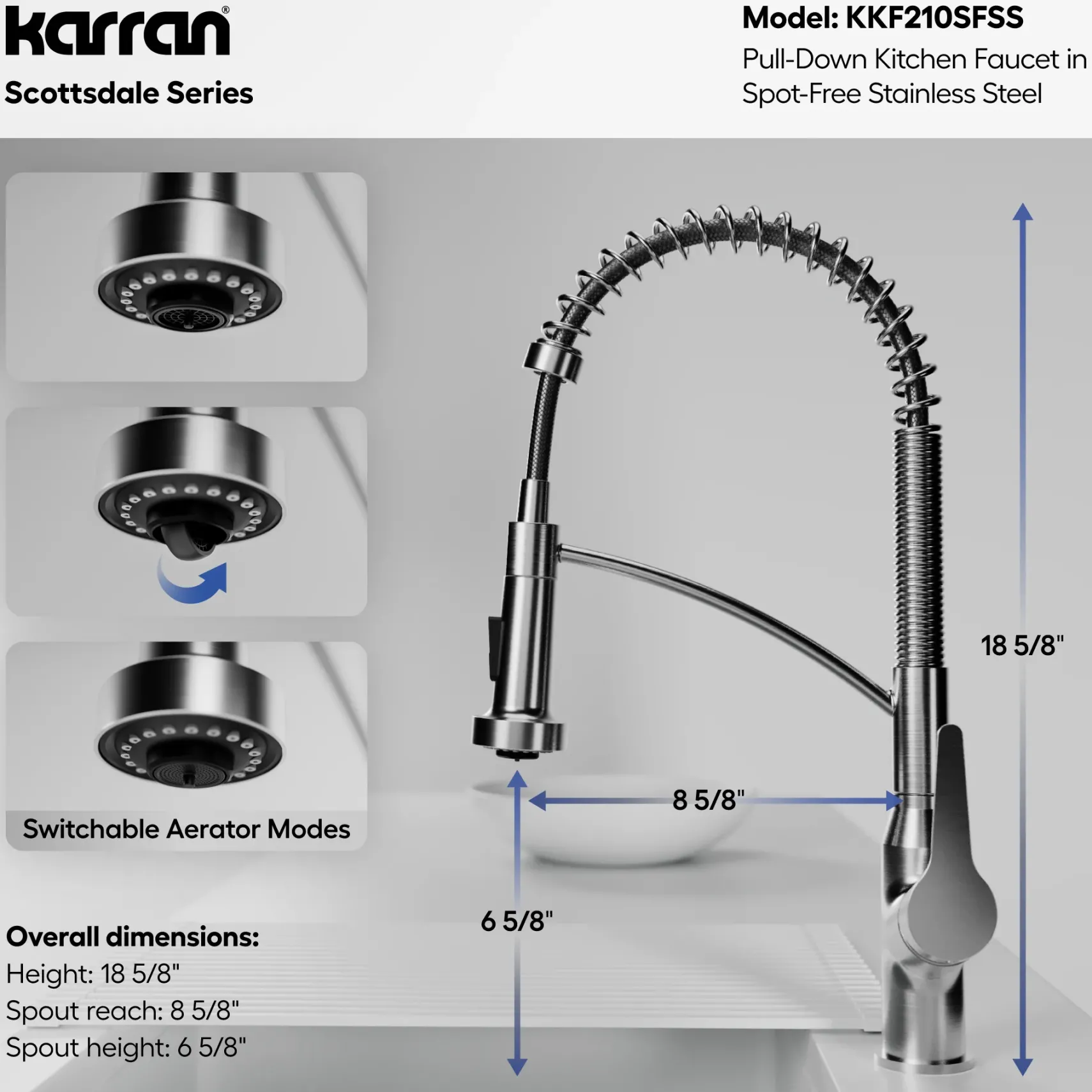 Karran Elite Workstation 33" Stainless Steel Farmhouse Sink with Faucet, WSA-45-PK3
