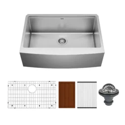 Karran Elite Workstation 30" Stainless Steel Workstation Farmhouse Sink with Accessories, 16 Gauge, WSA-42-PK1