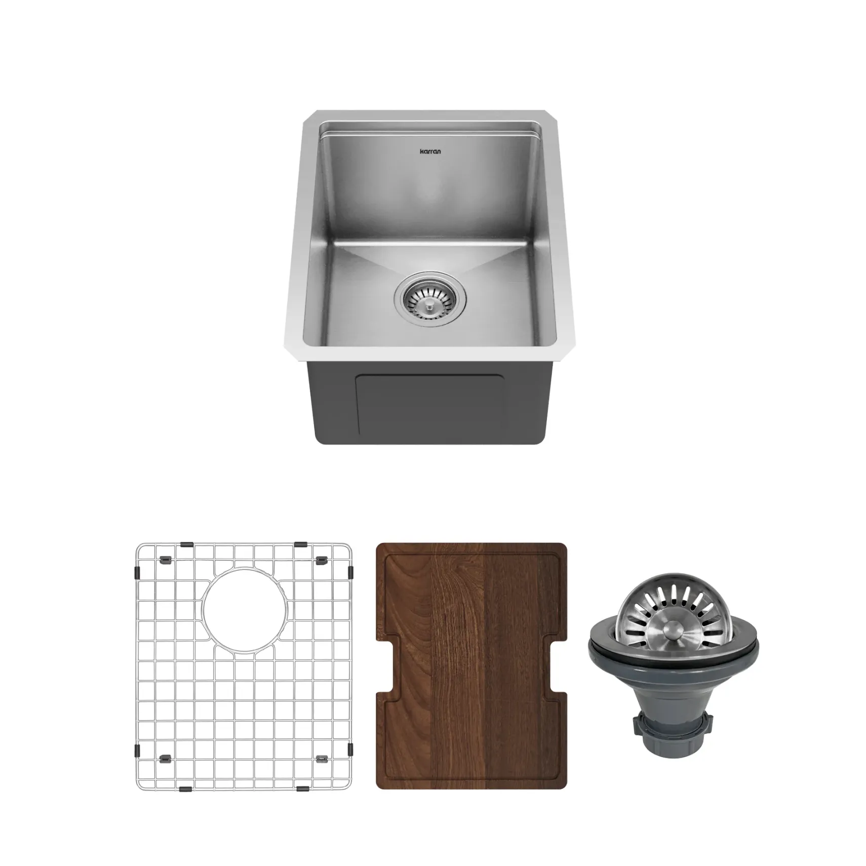 Karran Elite Workstation 15" Undermount Stainless Steel Workstation Kitchen Sink with Accessories, 16 Gauge, WS-31-PK1