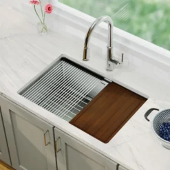 Karran Elite Workstation 27" Undermount Stainless Steel Workstation Kitchen Sink with Accessories, 16 Gauge, WS-34-PK1