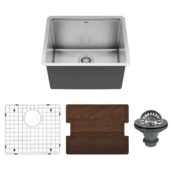 Karran Elite Workstation 23" Undermount Stainless Steel Workstation Kitchen Sink with Accessories, 16 Gauge, WS-33-PK1