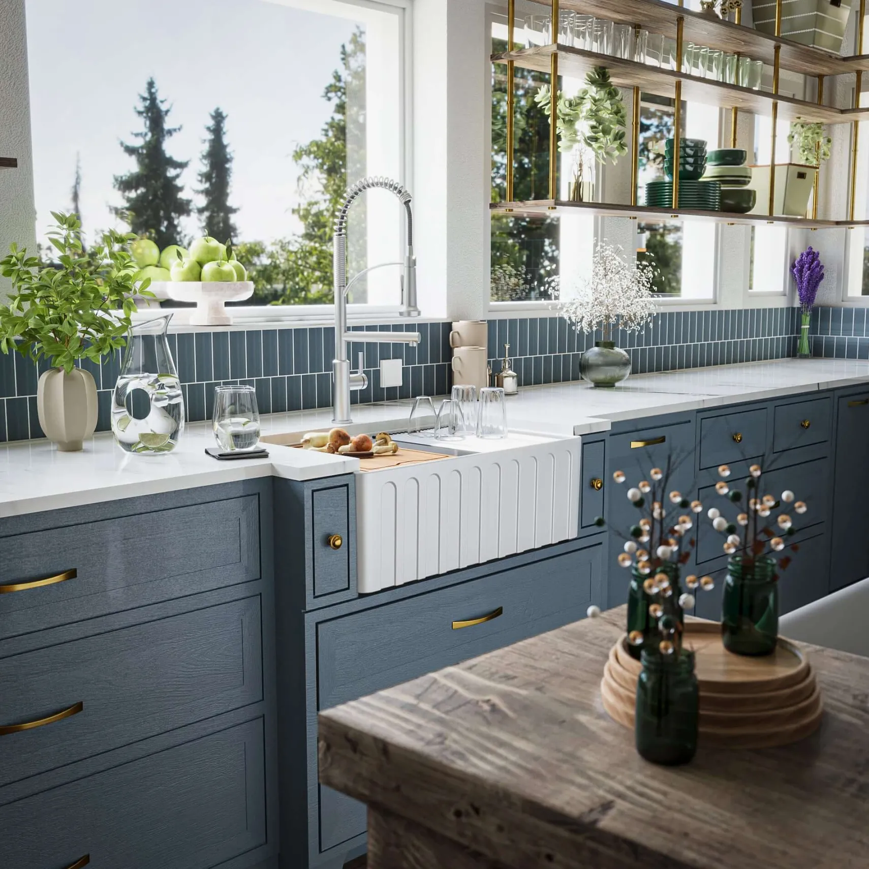 Karran Fireclay 30" Fireclay Workstation Farmhouse Sink with Accessories, White, FCWSF30SBWH-PK1