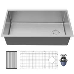 Karran Fusion 33" Undermount Stainless Steel ADA Kitchen Sink with Accessories, 16 Gauge, UUMSB3331-PK1