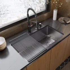 Karran Fusion 33" Undermount Stainless Steel ADA Kitchen Sink with Accessories, 16 Gauge, UUMSB3331-PK1