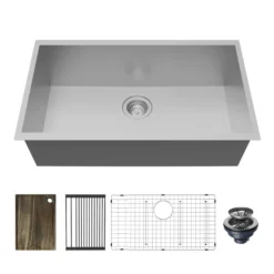 Karran Fusion 31" Undermount Stainless Steel ADA Workstation Kitchen Sink with Accessories, 18 Gauge, UUMSB3022-PK1