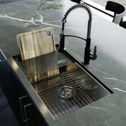 Karran Fusion 31" Undermount Stainless Steel ADA Workstation Kitchen Sink with Accessories, 18 Gauge, UUMSB3022-PK1