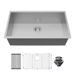 Karran Fusion 31" Undermount Stainless Steel ADA Kitchen Sink with Accessories, 18 Gauge, UUMSB3021-PK1