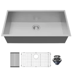Karran Fusion 33" Undermount Stainless Steel Kitchen Sink with Accessories, 18 Gauge, UUMSB3321-PK1