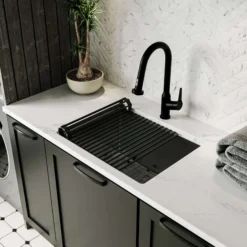 Karran Fusion 23" Undermount Stainless Steel ADA Workstation Kitchen Sink with Accessories, 16 Gauge, UUMSB2332-12PK1