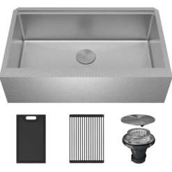 Karran Matrix 33" Stainless Steel Workstation Farmhouse Sink, HSU3320SB