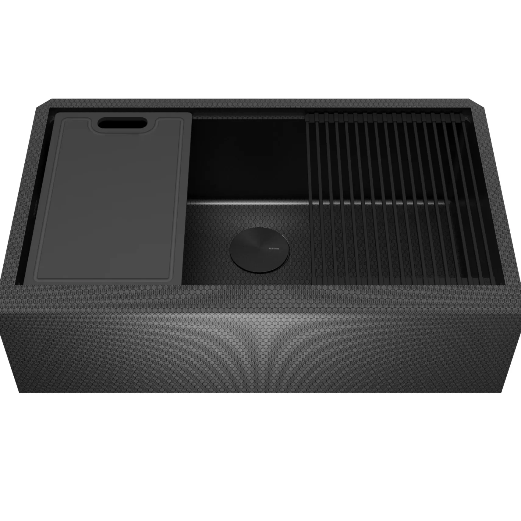 Karran Matrix 33" Stainless Steel Workstation Farmhouse Sink, Gunmetal Grey, HSU3320SB-D1