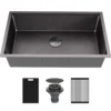 Karran Matrix 32" Undermount Stainless Steel Workstation Kitchen Sink with Accessories, Gunmetal Grey, 16 Gauge, HSU3219SBGG