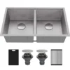 Karran Matrix 32" Undermount Stainless Steel Workstation Kitchen Sink with Accessories, 50/50 Double Bowl, 16 Gauge, HSU3219DBSS