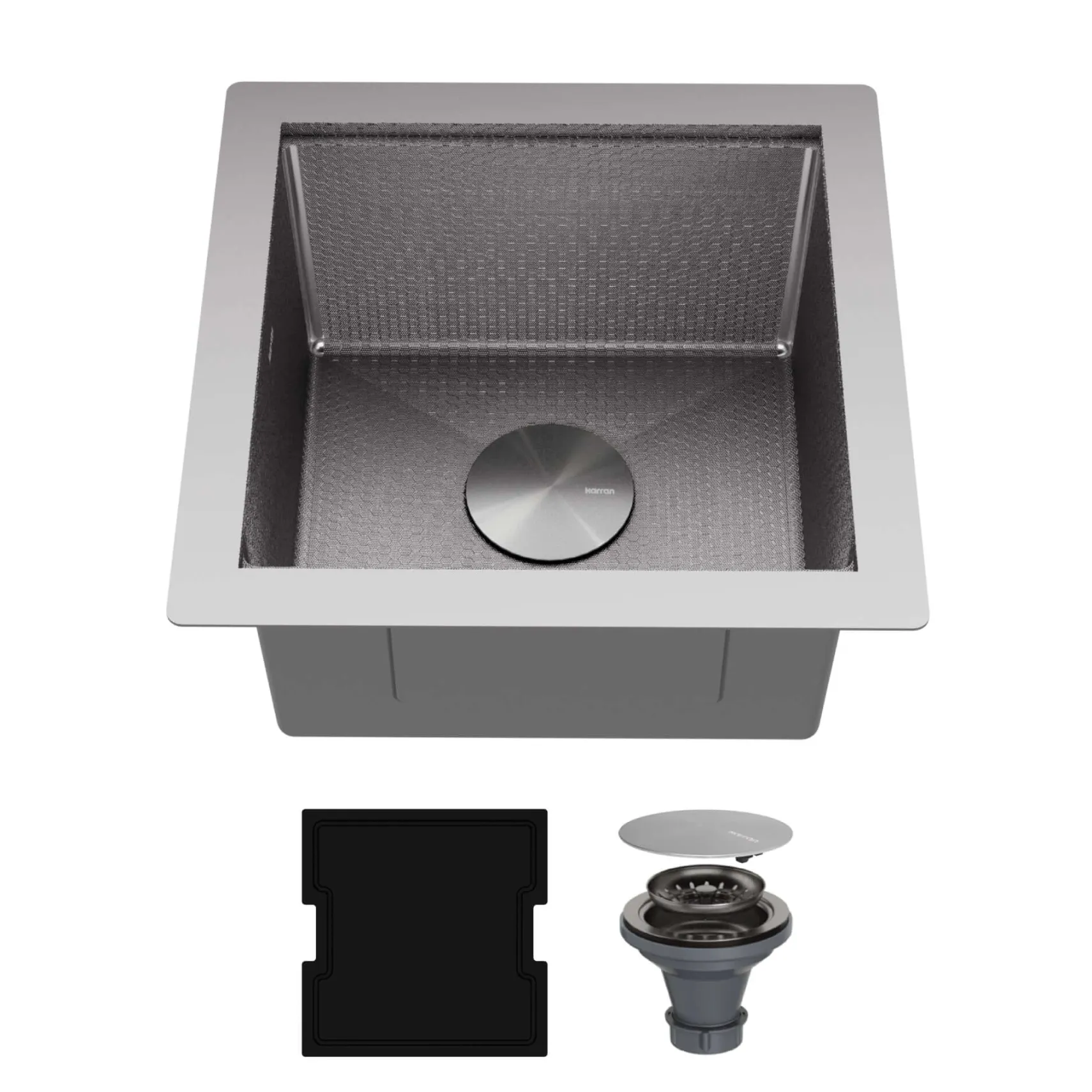 Karran Matrix 17" Undermount Stainless Steel Workstation Kitchen Sink with Accessories, 16 Gauge, HSU1717SBSS