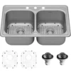 Karran Profile 33" Drop In/Topmount Stainless Steel Kitchen Sink with Accessories, 50/50 Double Bowl, 18 Gauge, PT35-PK1