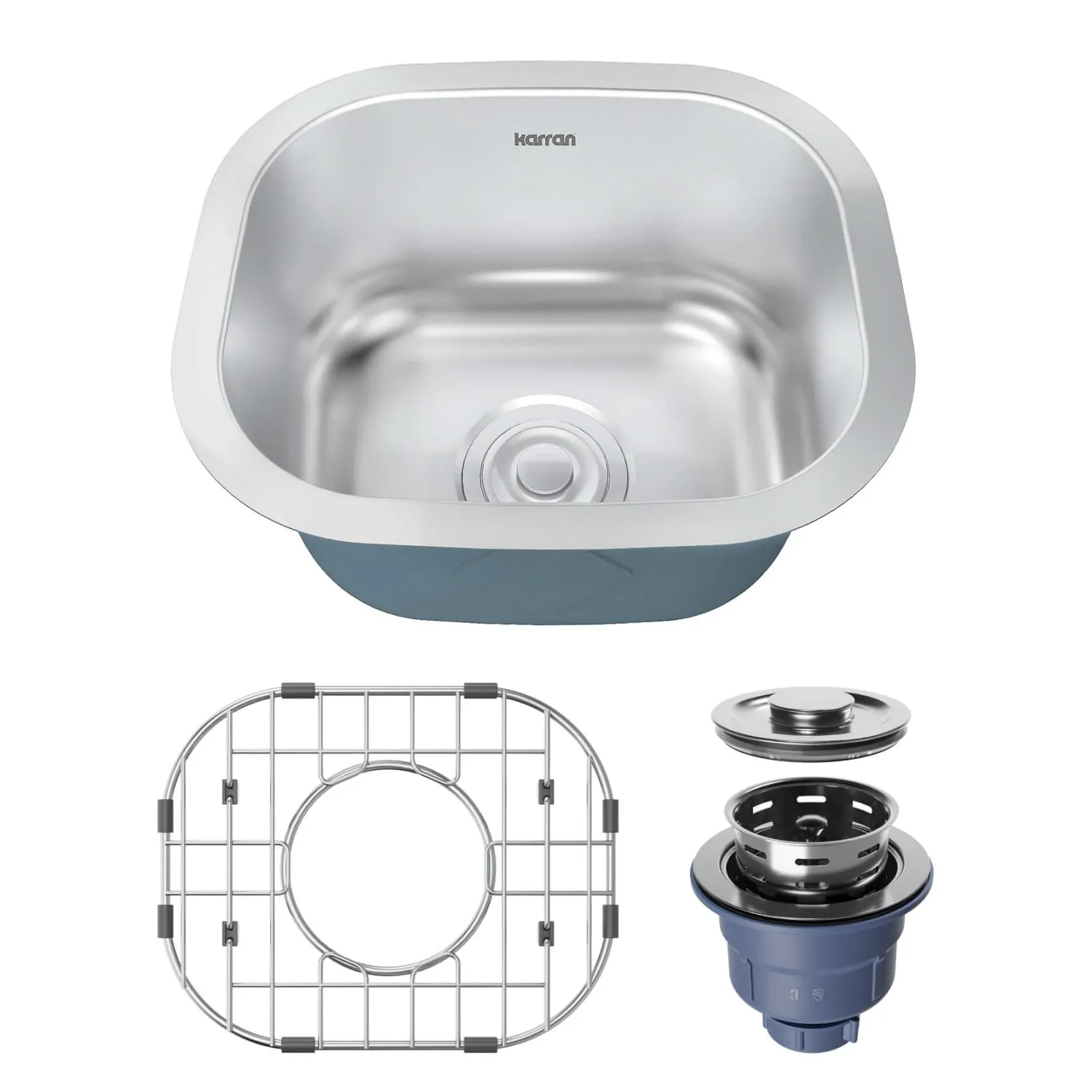Karran Profile 15" Undermount Stainless Steel Kitchen Sink with Accessories, 18 Gauge, PRU39-PK1