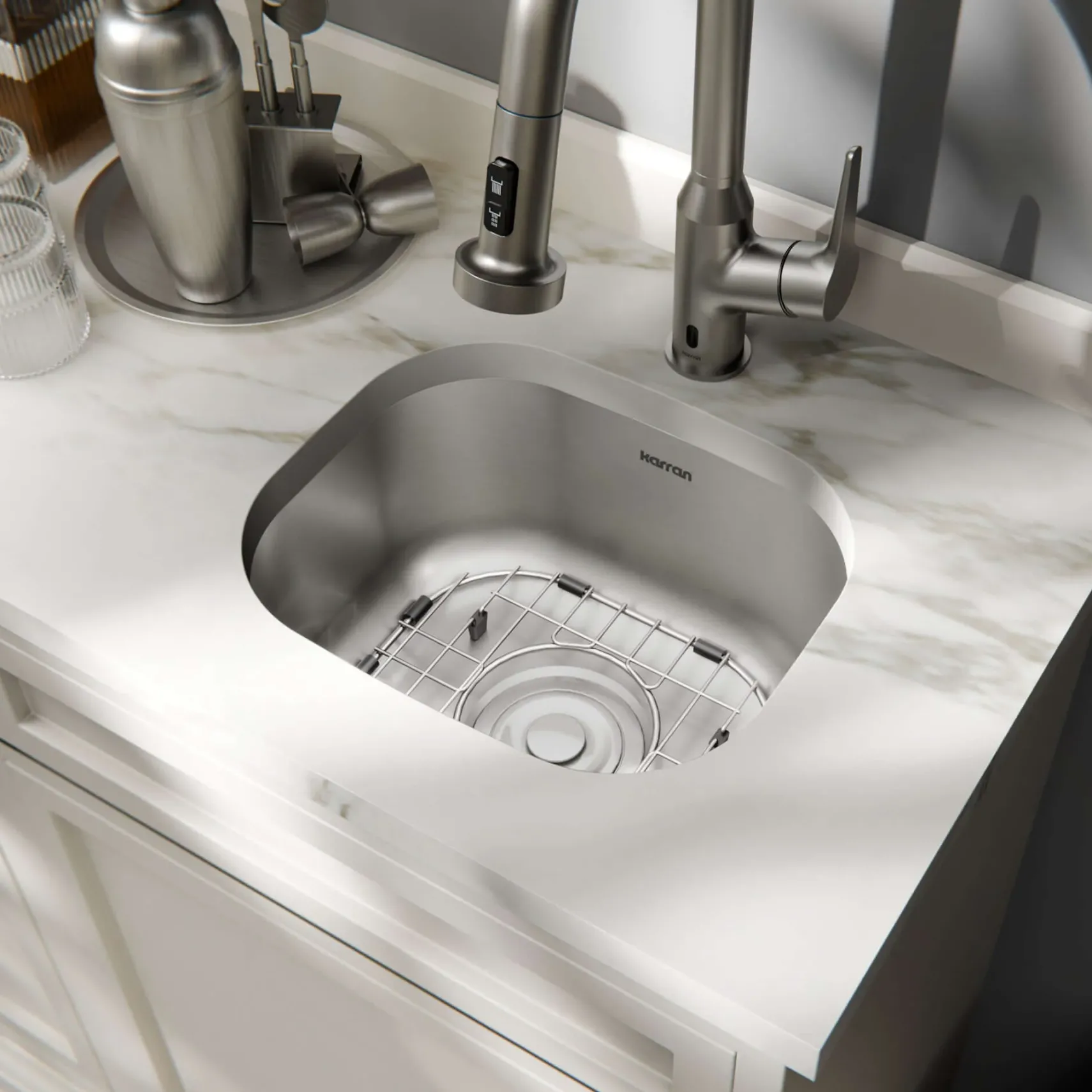Karran Profile 15" Undermount Stainless Steel Kitchen Sink with Accessories, 18 Gauge, PRU39-PK1