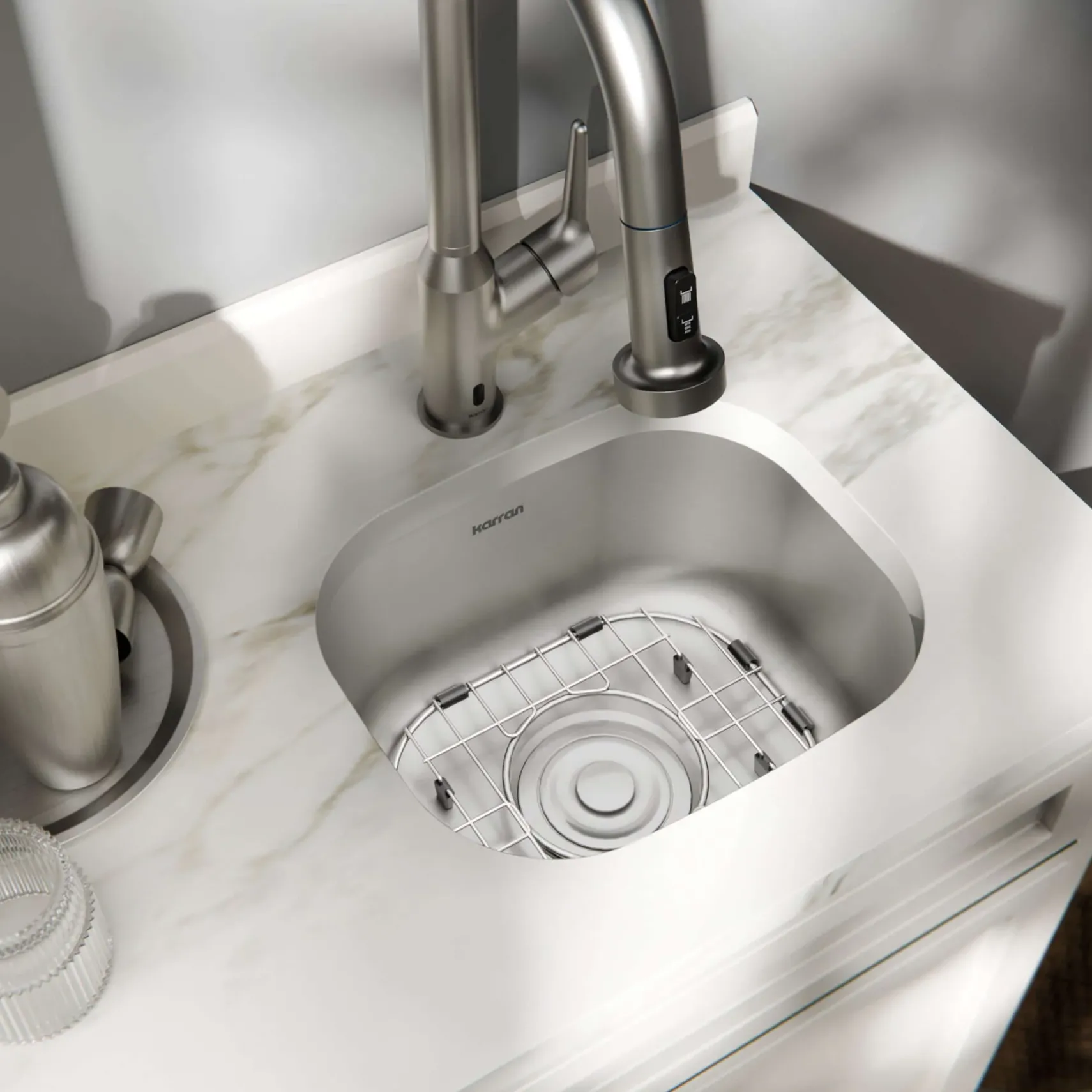 Karran Profile 15" Undermount Stainless Steel Kitchen Sink with Accessories, 18 Gauge, PRU39-PK1