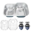 Karran Profile 32" Undermount Stainless Steel Kitchen Sink with Accessories, 40/60 Double Bowl, 18 Gauge, PRU33L-PK1