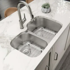 Karran Profile 32" Undermount Stainless Steel Kitchen Sink with Accessories, 40/60 Double Bowl, 18 Gauge, PRU33L-PK1
