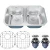 Karran Profile 32" Undermount Stainless Steel Kitchen Sink with Accessories, 50/50 Double Bowl, 18 Gauge, PRU31-PK1