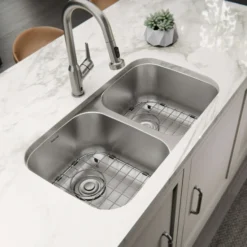 Karran Profile 32" Undermount Stainless Steel Kitchen Sink with Accessories, 50/50 Double Bowl, 18 Gauge, PRU31-PK1