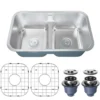 Karran Profile 32" Undermount Stainless Steel Kitchen Sink with Accessories, 50/50 Double Bowl, 18 Gauge, PRU32-PK1