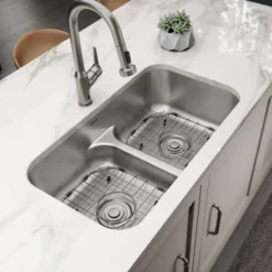 Karran Profile 32" Undermount Stainless Steel Kitchen Sink with Accessories, 50/50 Double Bowl, 18 Gauge, PRU32-PK1