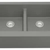 Karran 34" Quartz Composite Farmhouse Sink, 50/50 Double Bowl, Grey, QA-750-GR
