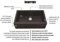 Karran 34" Quartz Composite Farmhouse Sink, Brown, QA-740-BR