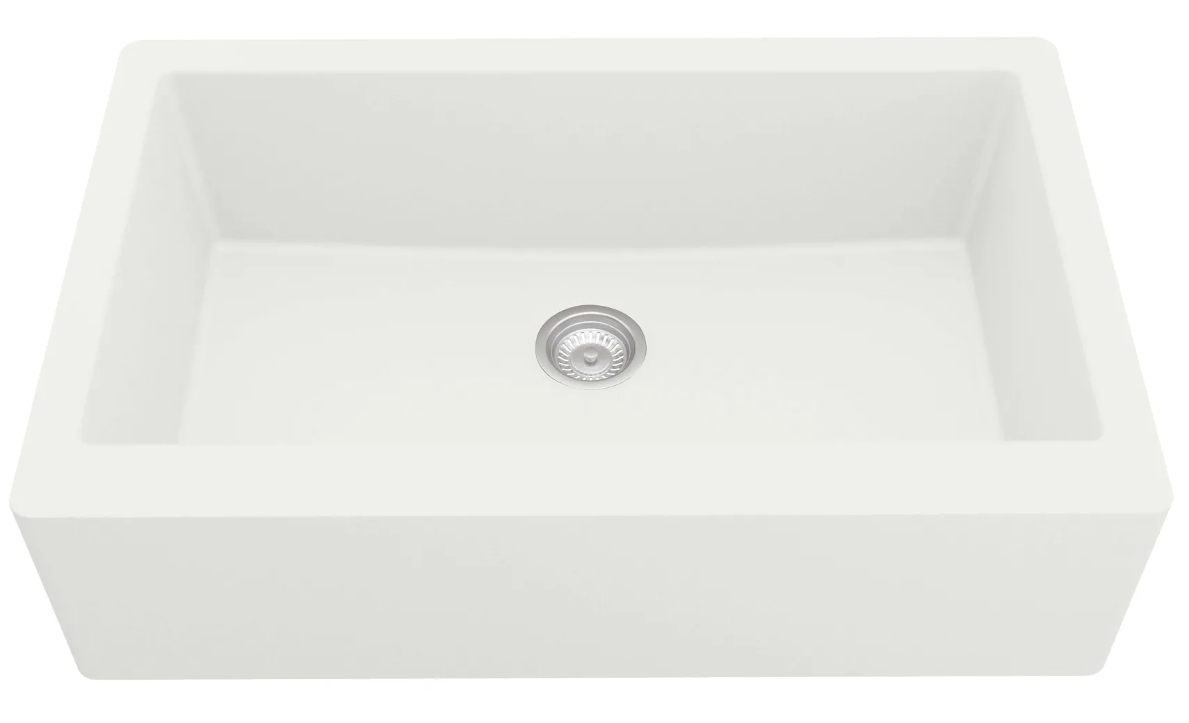 Karran 34" Quartz Composite Farmhouse Sink with Stainless Steel Faucet and Accessories, White, QA740WH210SS